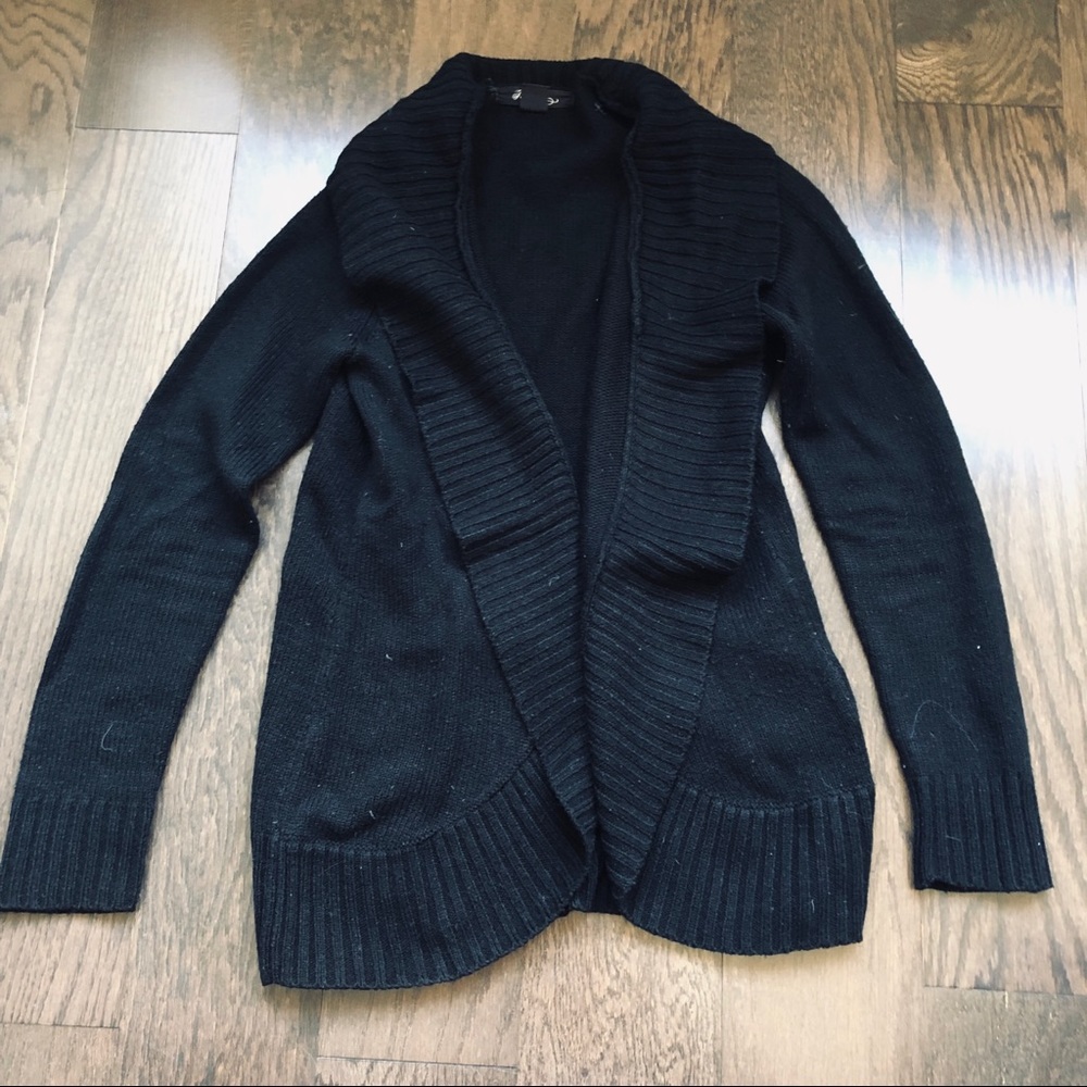 Forever 21 Black Drape Neck Knit Cardigan Sweater
